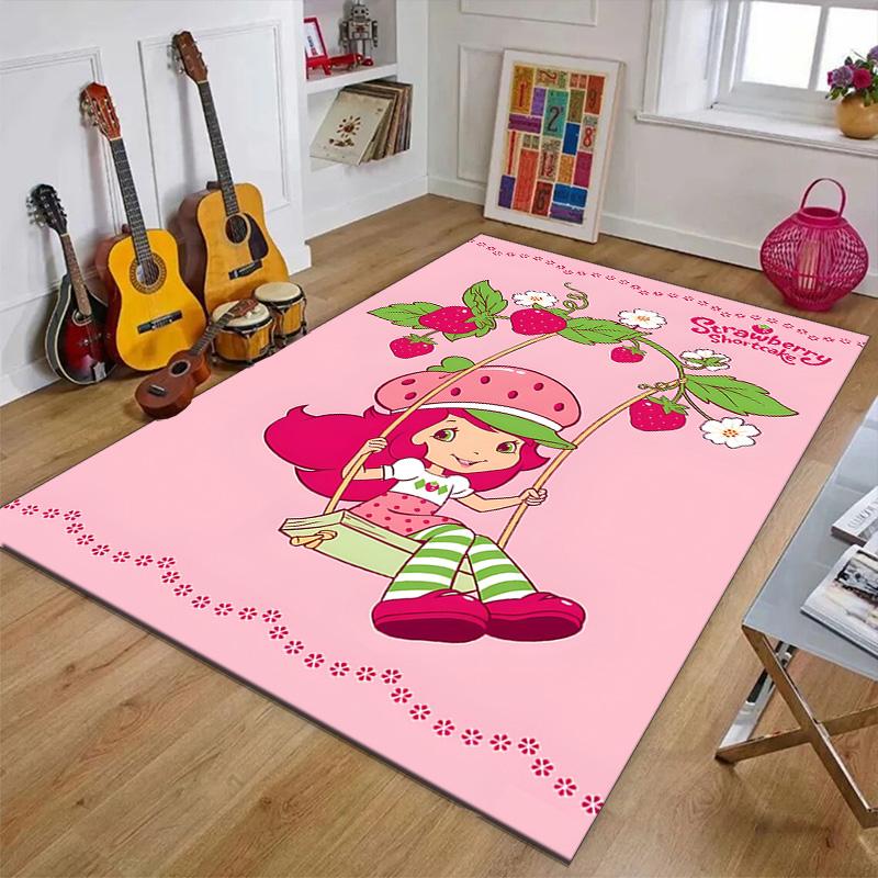 1pc Princess Strawberry (13) Design Printed Area Rug Carpet for Bedroom Living Room Home Decor Rugs Mat Non Slip Mat Rug for Bedside