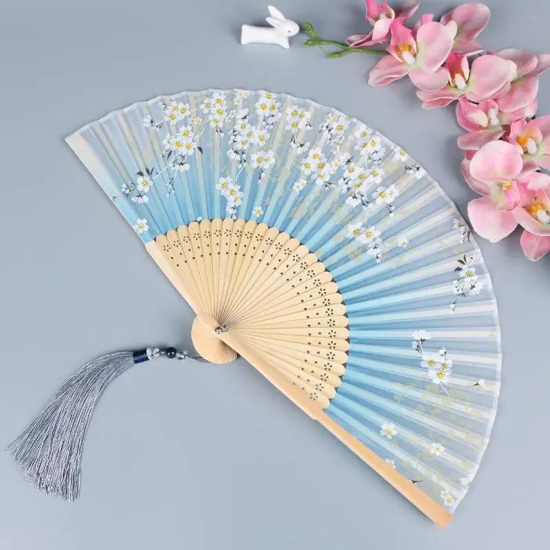 Vintage Chinese Style Portable Folding Fan Party Wedding Dance Hand Fans Summer Bamboo Craft Gift Room Decoration Ornaments New