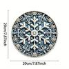 Vintage Round Metal Wall Art Blue Snowflake Farmhouse Decor