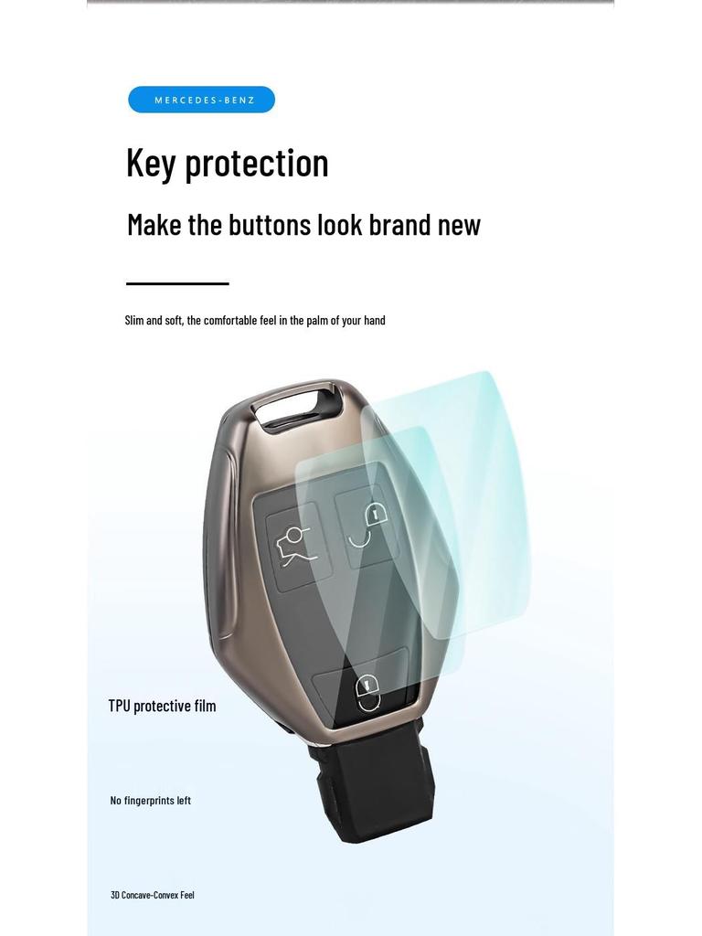 Mercedes-Benz Key Case for GLA200, GLC260L, C-Class, GLS, CLA200 - Full Coverage Shell