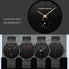 Hannah Martin Men's Ultra-Thin Dress Watch Waterproof Stainless Steel Band Black