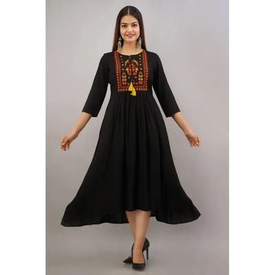 Indische Partykleidung Bestickter Rayon Anarkali Kurta Damen Pakistanische Tunika Kurti VF-20211