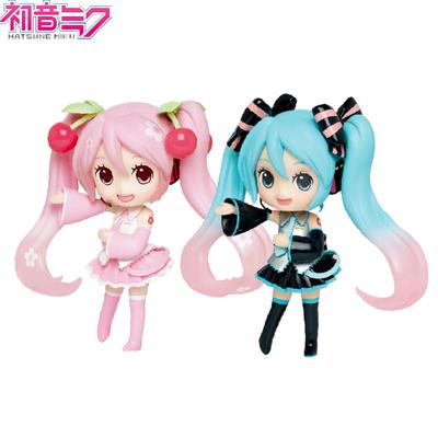 New Hatsune Miku Anime Figure Toys Pink Cherry Dress MIKU Kawaii Cartoon PVC Action Q Version Model Dolls Birthdays Gifts Kids
