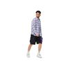 Li Ning Badfive Loose Knit Sports Cardigan Long Sleeve Shirt Men tops Blue Purple Plaid ASHU475-1