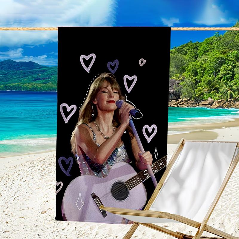 1pc Taylor Swift2 Beach Towel, Beach and Seaside Swimming Pool Equipment, Fashion Pattern, Rectangular, Travel Essentials