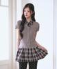The Green Lab Girlish Check Layered Dress [Melange Gray]