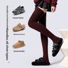 Autumn and Winter Thickened Knee-high Socks for Women, Solid-colored Wool Thigh-high Socks with Loops for Warmth and Slimming The Legs. Pile Socks