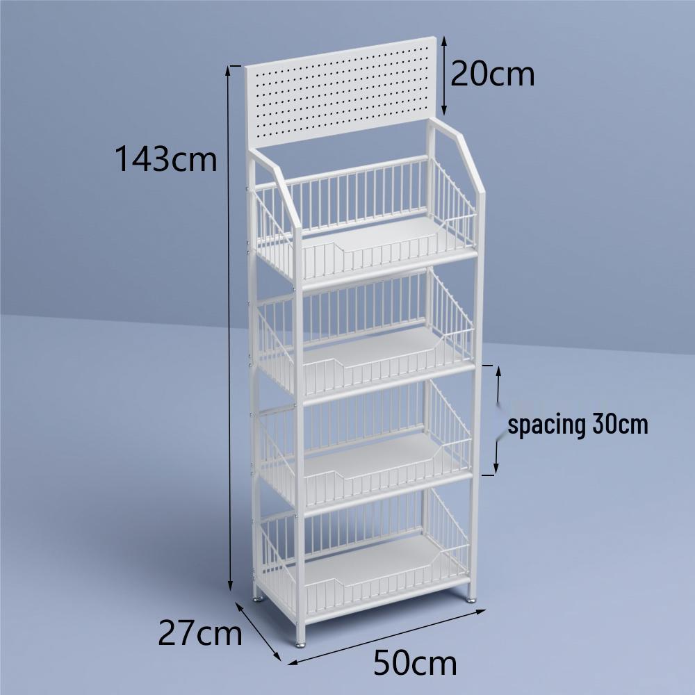 Freestanding Multilayer Snack & Beverage Display Rack for Convenience and Home Use