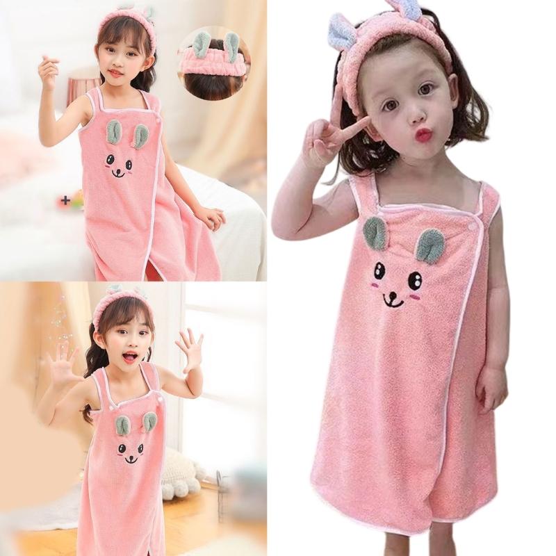 Kids Bathing Towel Comes With Hair Accessory Gentle On Sensitive Skin