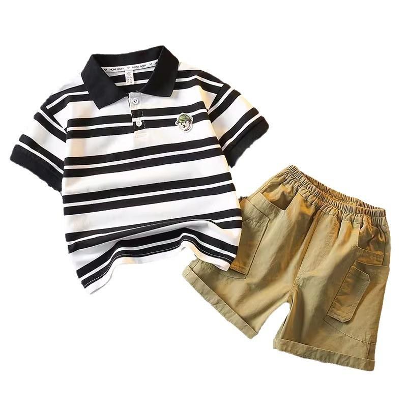 Trendy Boys Summer Outfit 2024 Stylish Two Piece Set Short Sleeve For Ages 3 To 8
