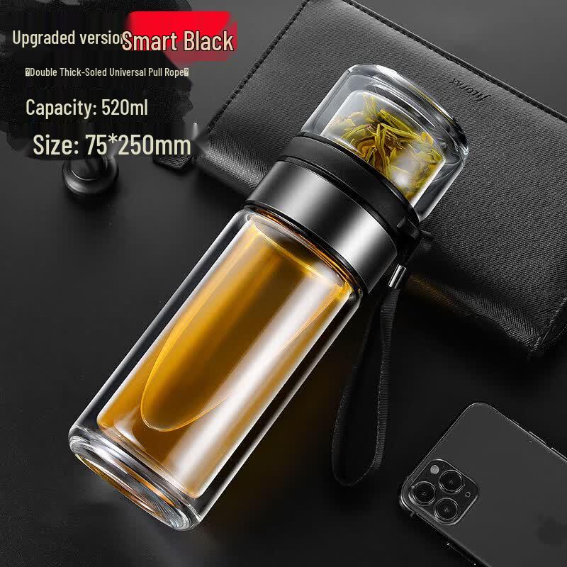 Portable Double-Wall Glass Tea Infuser Mug