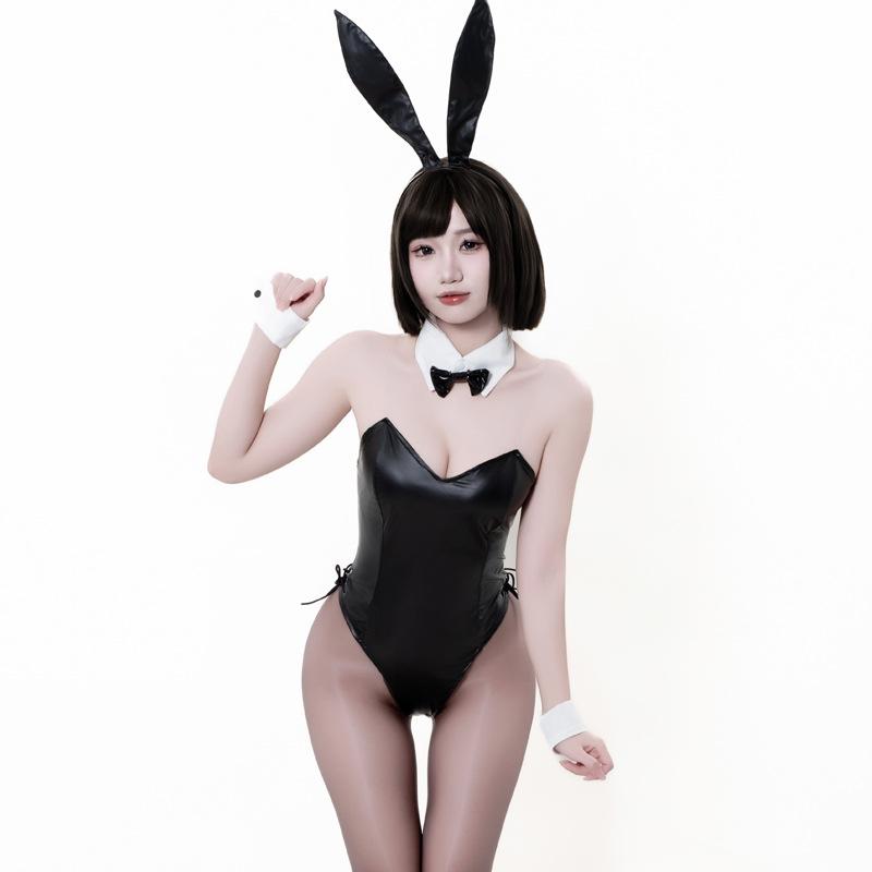 Sexy lingerie one-piece cosplay bunny uniform seduction patent leather bunny suit sexy female game