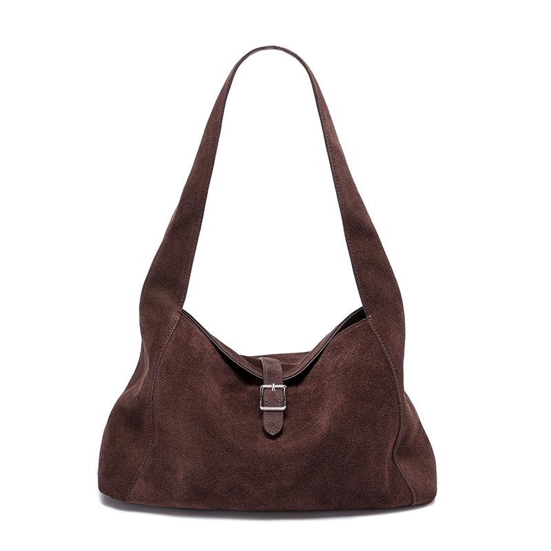 Winter Warm Faux Fur Lined Leather Tote Bag - Frosted Cowhide Underarm Hobo Bag, Retro Fashi Women s Shoulder Handbag кофейный