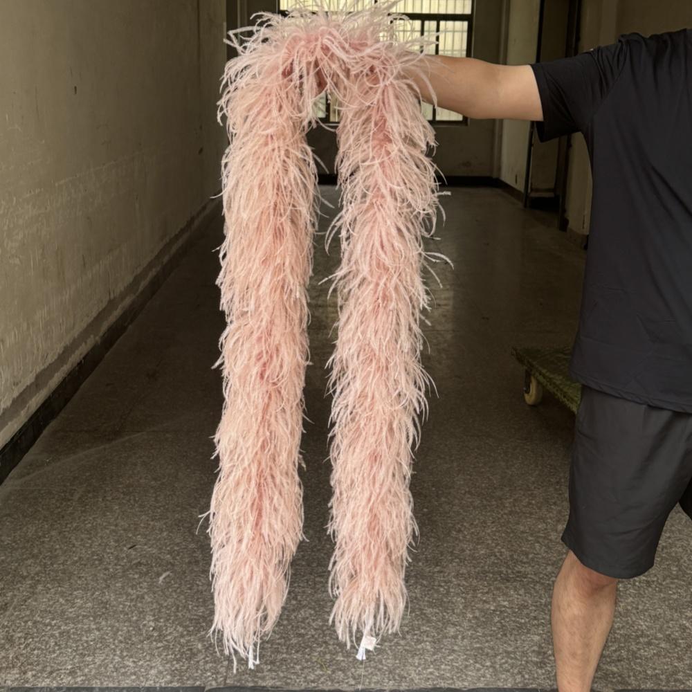 

DIY Black White Ostrich Feathers Boa 1/2Meter Long Ostrich Plumes Shawl for Wedding Party Dress Sewing Clothing Decoration Scarf 6PLY 50CM