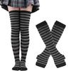 Lange über dem Knie Socken Damen Fäustlinge Armstulpen Handschuhe Set Gestreifte Oberschenkelhohe Strümpfe Damen Mädchen Rosa Schwarz Weiß Lolita