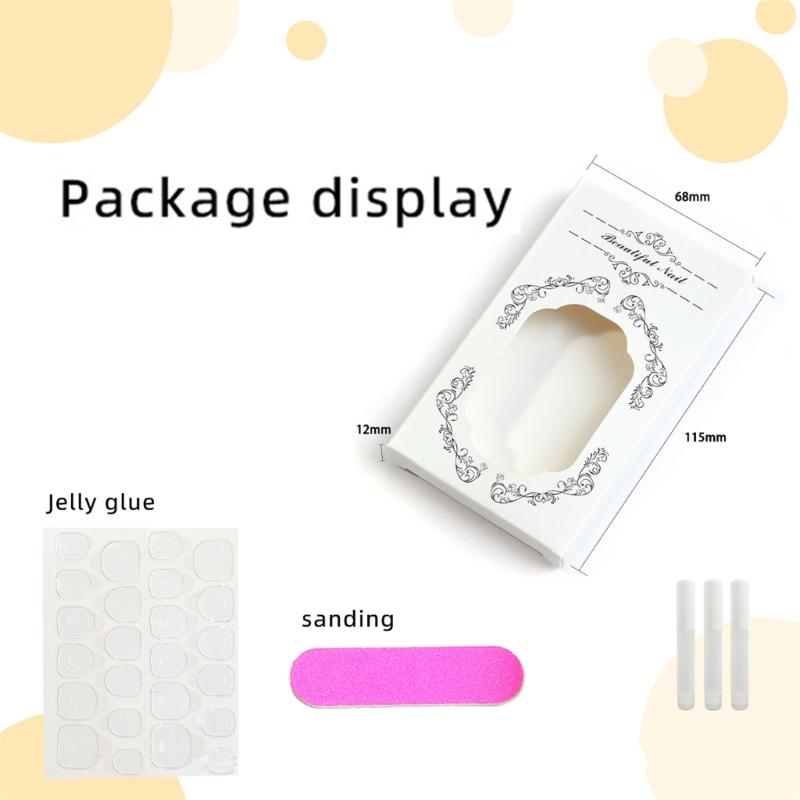 24pcs Press On Nail French Tip Acrylic Nail Almond Shape False Nail Stick On Nail Easy To Apply For Various Occasion
