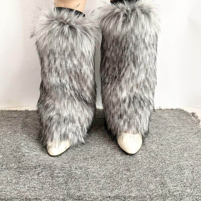 Faux Furs Leg Warmer,Warm Soft Cozy Fuzzy Leg Warmer Boot Cuffs Cover for Women Party Costumes Boot Sleeves Boot Covers