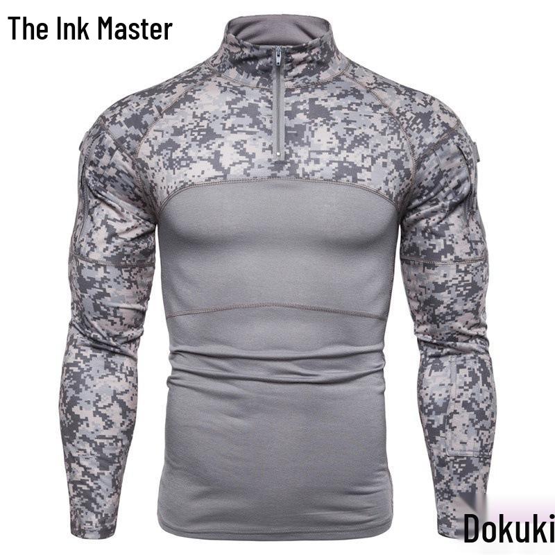 2023 Men's European Military Style Camouflage Long Sleeve Fitness T-shirt