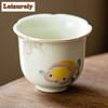 2pc/set Retro Ru Kiln Ceramic Teacup Creative Golden Fish Master Cup Small Flower Mouth Cup Can Raise Mug Kung Fu Tea Set 50ml