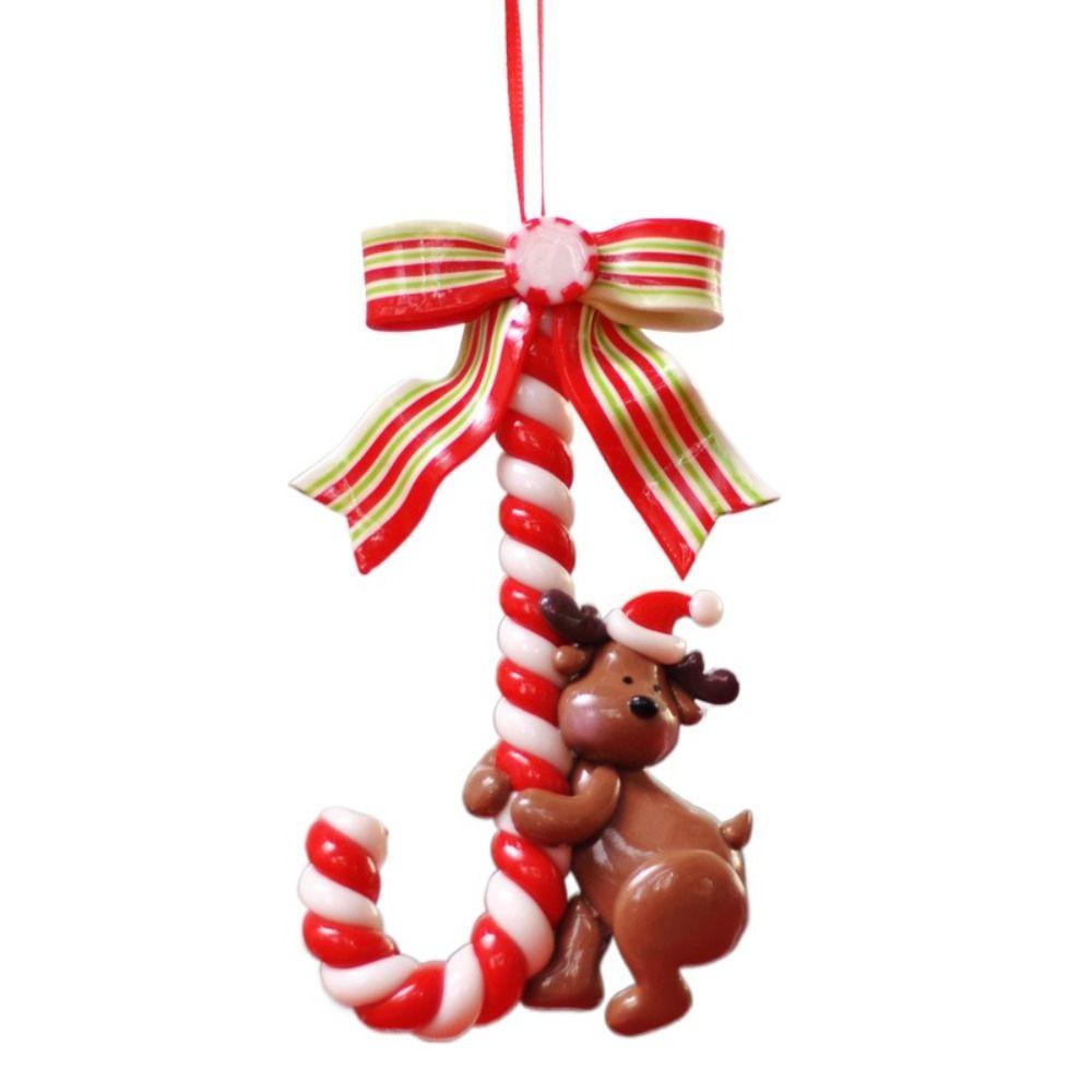 Santa Claus Christmas Lollipop Ornaments Soft Clay Christmas Hanging  Candy Cane Xmas   Gift