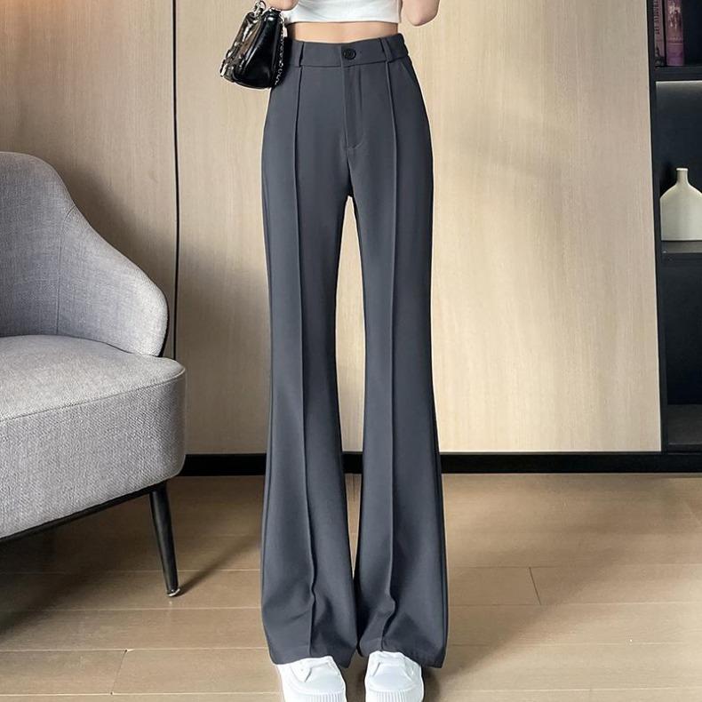 Pantaloni alla moda a vita alta dritti a gamba leggera per donna