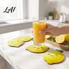 Decorative Kitchen Table Accessories 4PCS Cute Coasters Non-slip Wooden Lemon Shape Heat Insulation Pads Natural Wood Grain Coasters Tableware