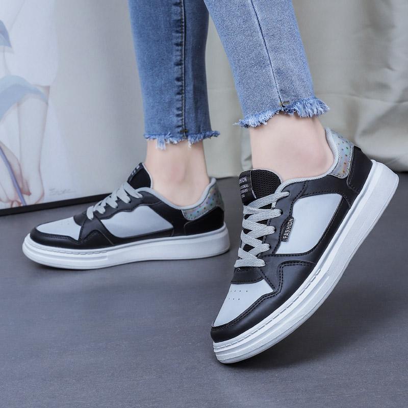 Fashion Shoes Women's Vulcanize New In Casual Classic Solid Color PU Leather Shoes Woman Casual White Shoes Sneakers
