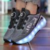 Summer Heely Shoes Girls Mesh Breathable Roller Skates Female Students Four-wheel Rechargeable LED Sports Skates Boys Glowing Sports Shoes