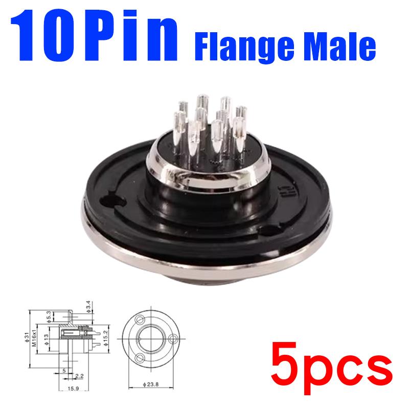 5pcs GX16 Flange Butting Type Aviation Plug Socket 2/3/4/5/6/7/8/9/10 Pin Male Female Fixing Circular Connectors