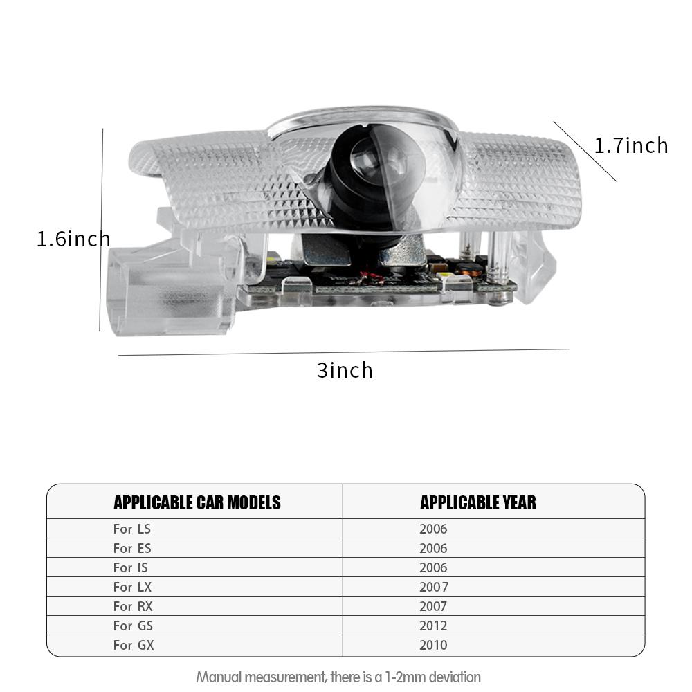 2pcs Car Door Wireless Welcome Light LED HD Projector Lamp Decoration For Lexus IS250 Ct200h LS430 LX570 NX300h IS300h RX330 GX