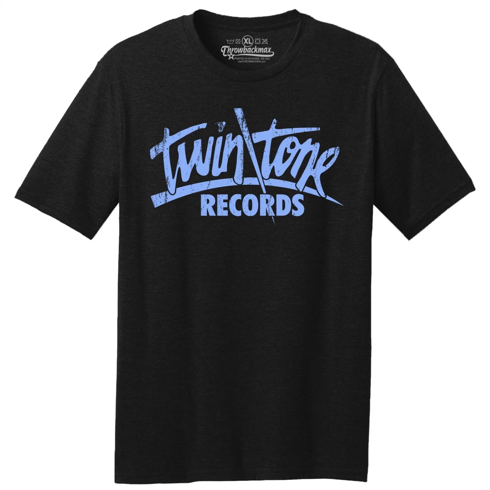 

Throwbackmax TwinTone Record Label Classic Cut, Premium Tri-Blend Black T shirt 3XL