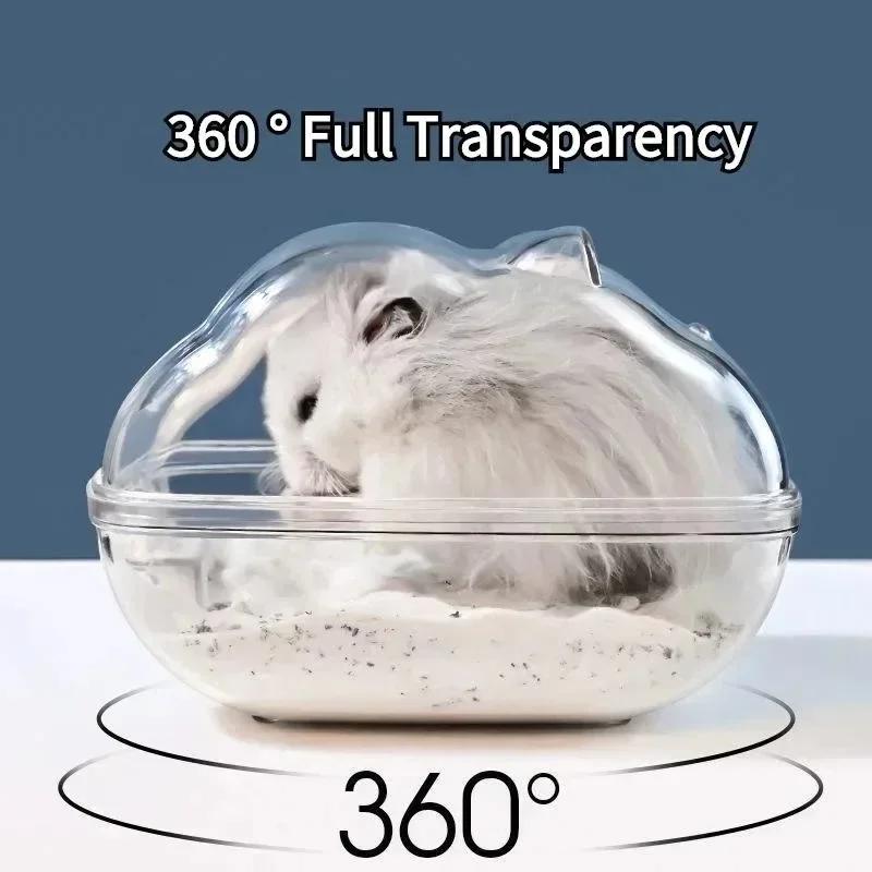 Hamster Toilet Cage Box Bathroom Transparent Hamster Sand Bath Mouse Room Guinea Pig Cage Hamster Accessories Small Animals