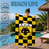 Asciugamano da Spiaggia AEK Atene con Design dello Stemma Oro e Nero, Asciugatura Rapida, Facile da Curare, Adatto Sia per il Fitness che per le Vacanze al Mare, Essenziale per lo Sport