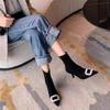Women's Rhinestone Buckle Stiletto Heel Ankle Boots - Spring/Autumn 2025