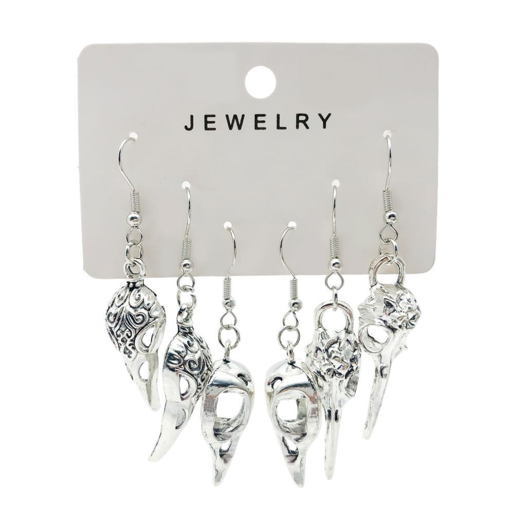 

Эксклюзивные серьги на Хэллоуин в виде головы птицы из античного серебра