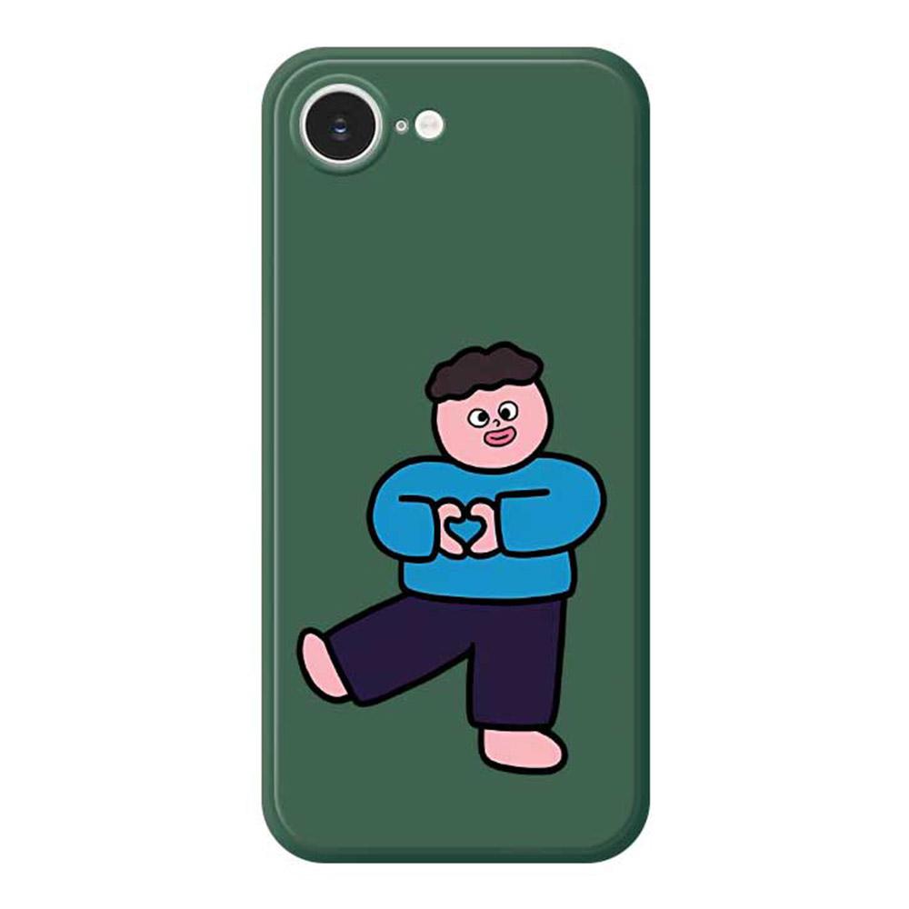 

For iPhone 16e Case Love Boy Pattern Printing Straight Edge TPU Phone Back Cover Green