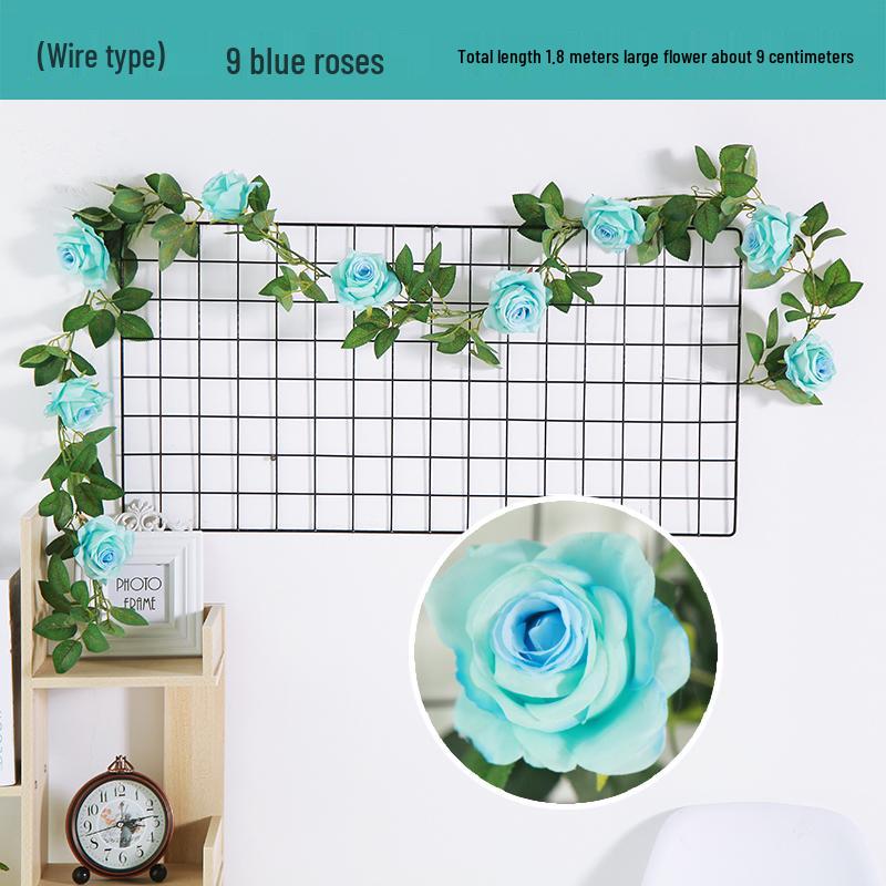 Artificial Rose Vine Ceiling Decor for Air Conditioning Pipe and Hanging Baskets