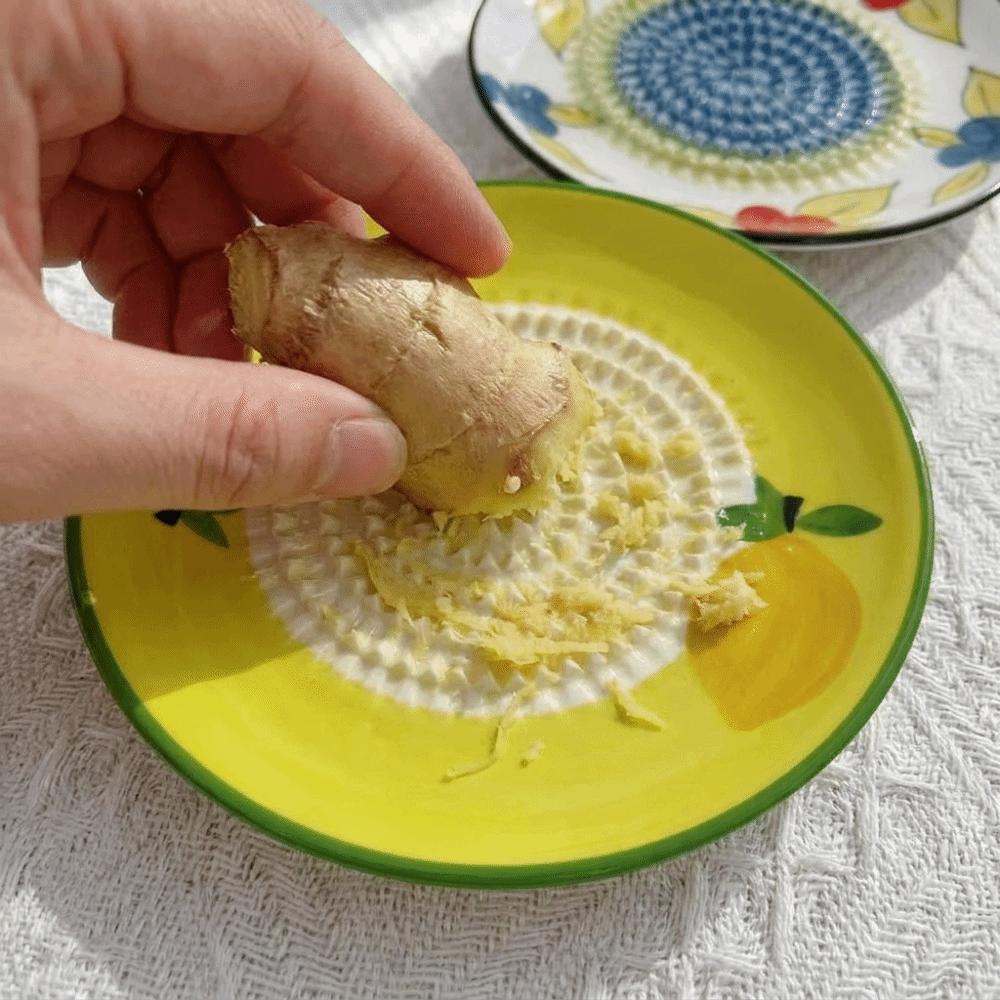 Easy Clean Ceramic Ginger Grater Round Plate Fruit Grinding Tool Tomato Grinder Dish  Fruit Puree
