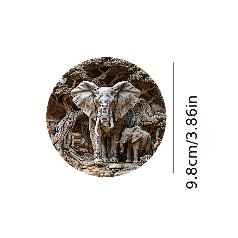 8pcs Art Pray Colours Elephant Round Wooden Coaster 4 Inch Heat-Resistant Anti-skidding Home Party Theme Decor Photo Props Gifts