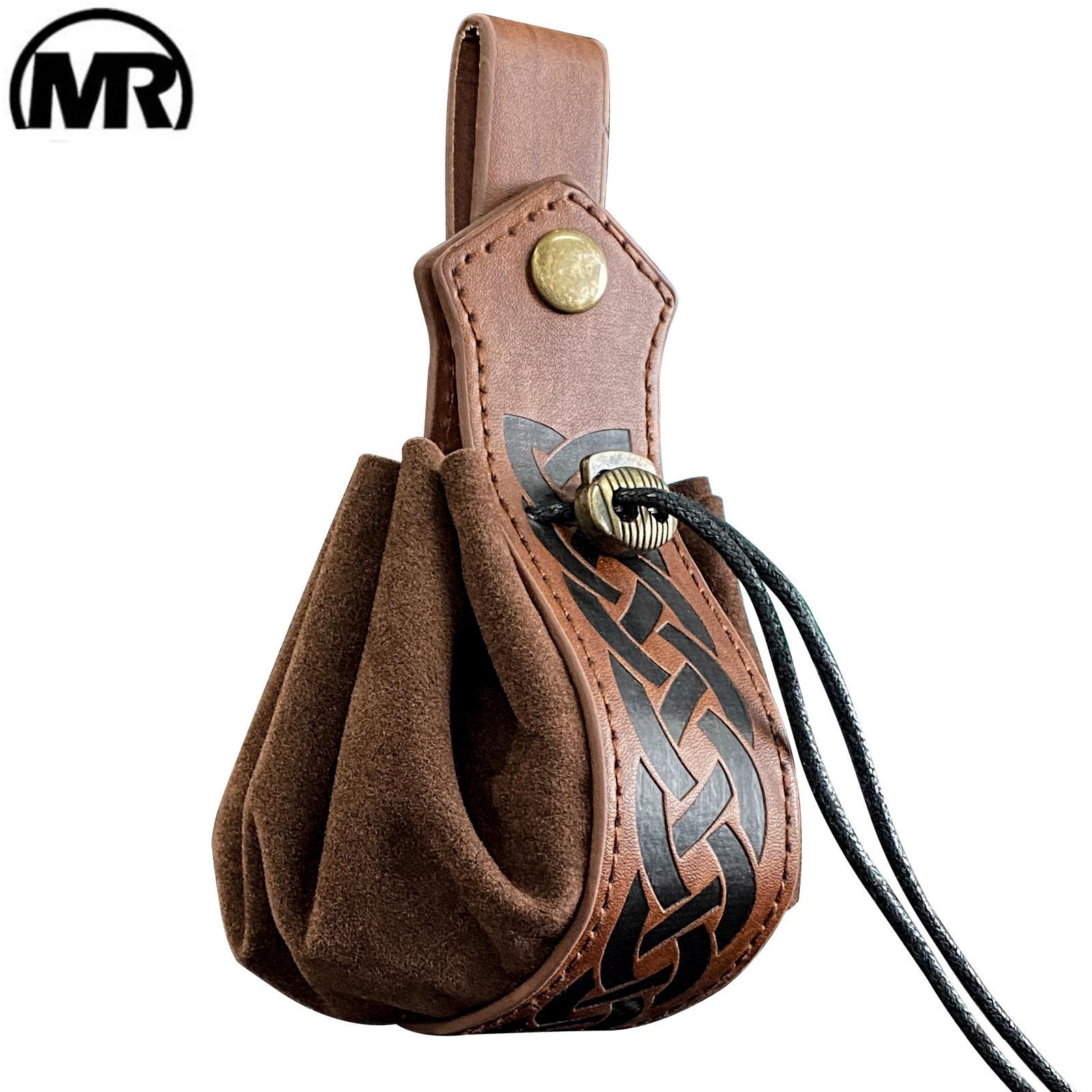 

Viking-style Medieval Pouch That Can Be Hung On a Belt, Men s Coin Purse, High-quality Retro Waist Bag, Cool and Handsome Style темно-коричневого кольору