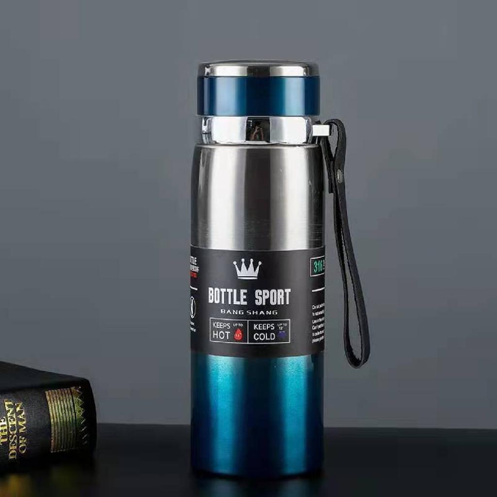 Business 316 Edelstahlbecher mit hängendem Seil Tragbare Sportflasche für den Außenbereich Große Kapazität Griff Topf Thermosbecher
