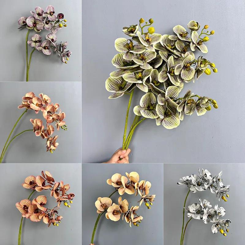 Künstlicher Schmetterlingsorchideen-Zweig mit Real-Touch-Kunstblume Hoteldekoration Silikon-Baumwolle Phalaenopsis Simulationsblumen