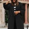 Damen Herbst-Wintermantel, Revers, lockerer langer Stil, einfarbig, dicke Strickjacke, warm, winddicht, Taschen, Doppelknöpfe, langärmelig, Damenmantel, Oberbekleidung