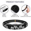 KiuLoam Butterfly Black Car Steering Wheel Cover, Universal Fit 15 Inch Steering Wheel Cover Protector for SUV Sedan Trucks for Women Men