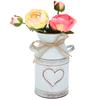 Vase Unique Heartshaped and Rope Design Galvanized Iron Vase for Indoor Outdoor Home Office