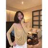 Pure Desire Style Sexy Temperament off-Shoulder Long Sleeves T-shirt Female Autumn Stylish Ruched Silm Slimming and Shoulder Hollow Tops