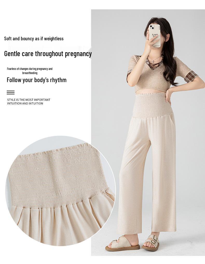 2026 New Wide-Leg Maternity Pants: Spring/Summer Lightweight, Non-Constricting, Nine-Tenth Length