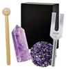Crystal Tuner, 4096Hz, Tuning Fork, Natural Quartz Crystal, 5-Piece Set, Amethyst, for Purification, Relaxation, with Japanese Instructions, WH26 - Pu
