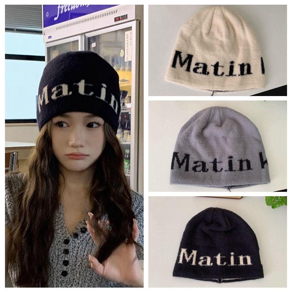 

Beanie Hat Knitted Hat Skull Cap Letter Woolen Hat Fashion Winter/Autumn бежевый