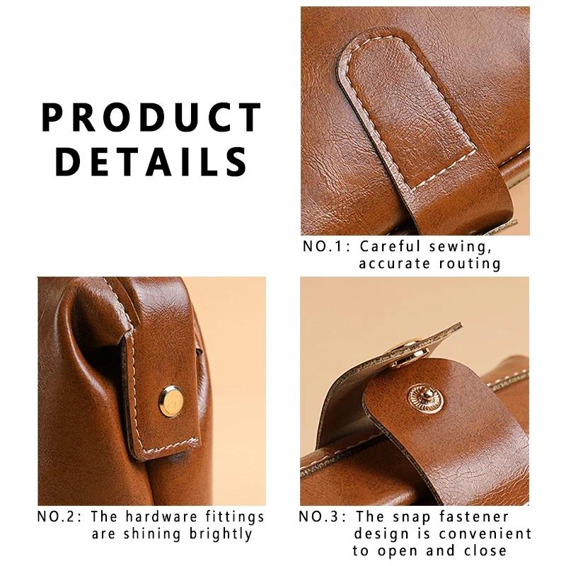 Handmade Genuine Leather Coin Purse Vintage Mini Clutch Wallet Multi Functional Travel Organizer Cosmetic Case Storage Bag